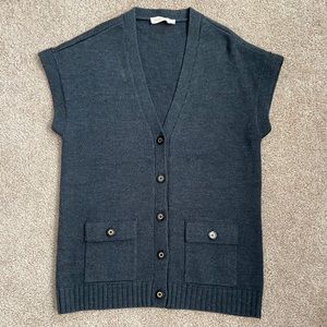 TORY BURCH charcoal button up cardigan